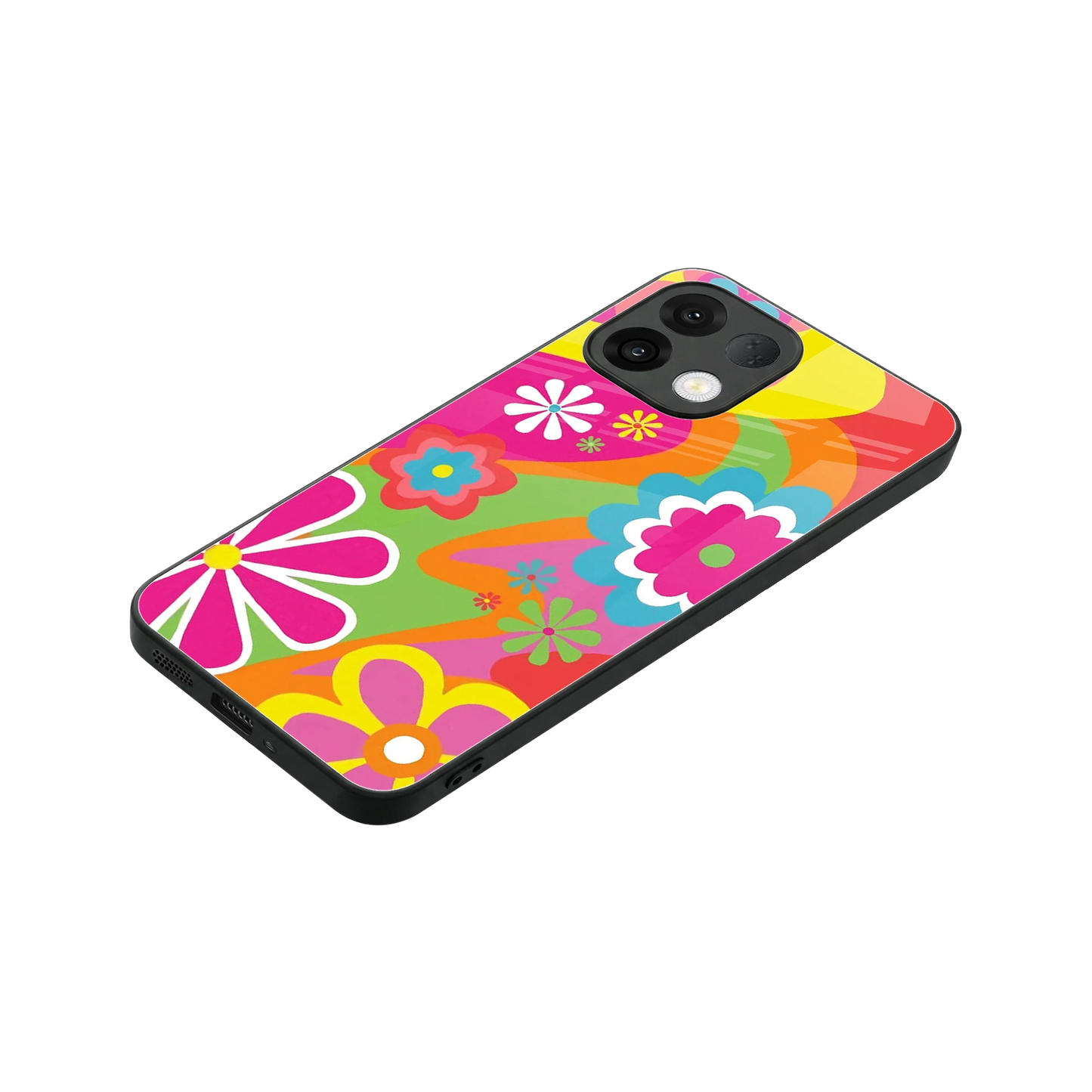 Floral Fusion stylish phone case for oppo k13 5g | glossy glass and slim fit