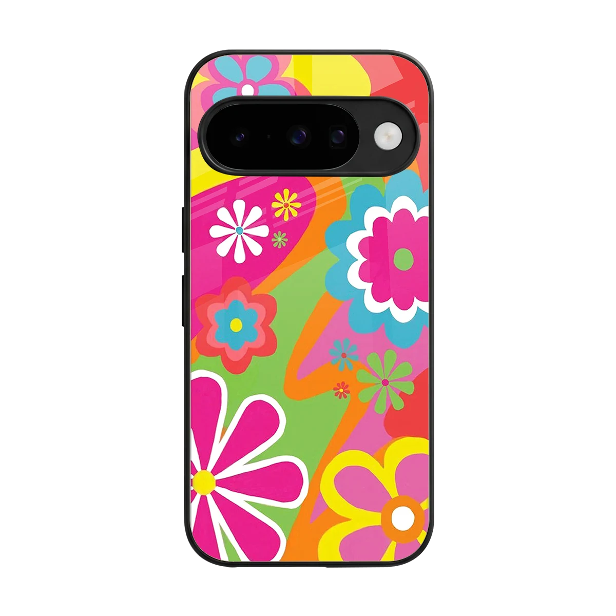 Floral Fusion back phone cover | glass case for google pixel 10