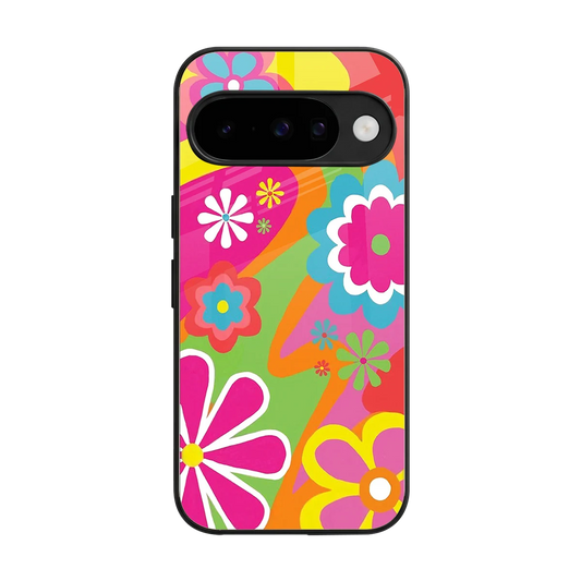 Floral Fusion back phone cover | glass case for google pixel 10