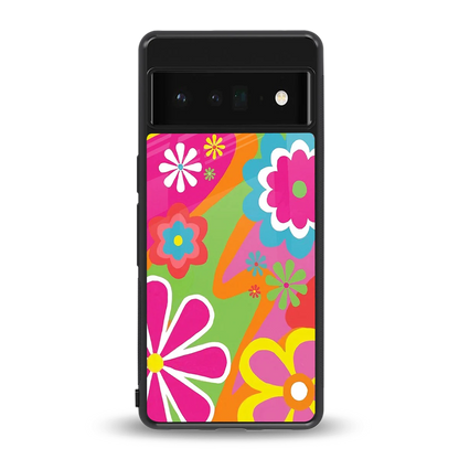 Floral Fusion back phone cover | glass case for google pixel 6 pro