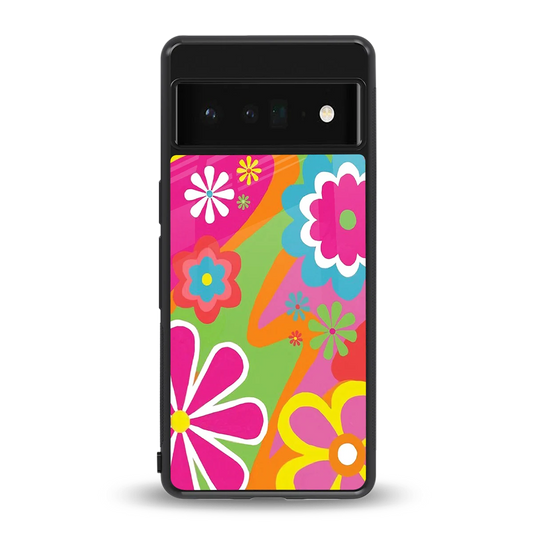Floral Fusion back phone cover | glass case for google pixel 6 pro