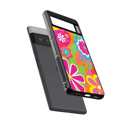 Floral Fusion sleek google pixel 6 pro cover with tempered glass back and TPU edges