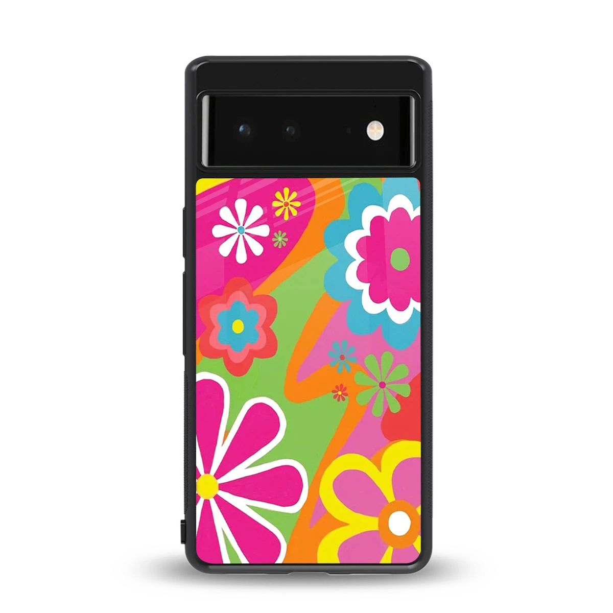 Floral Fusion back phone cover | glass case for google pixel 6a