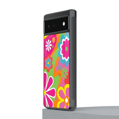 Floral Fusion stylish phone case for google pixel 6a | glossy glass and slim fit