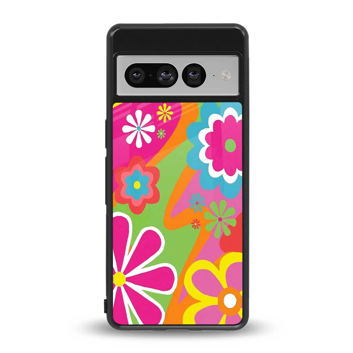 Floral Fusion back phone cover | glass case for google pixel 7 pro