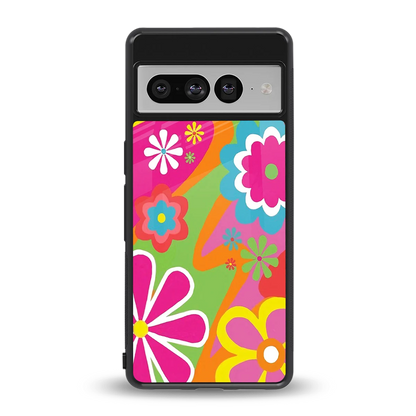Floral Fusion back phone cover | glass case for google pixel 7 pro