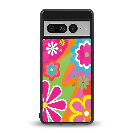Floral Fusion back phone cover | glass case for google pixel 7 pro