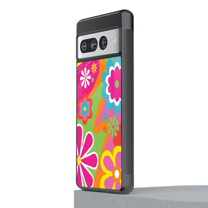 Floral Fusion stylish phone case for google pixel 7 pro | glossy glass and slim fit