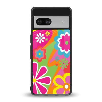 Floral Fusion back phone cover | glass case for google pixel 7a