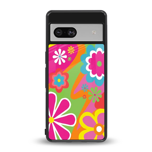 Floral Fusion back phone cover | glass case for google pixel 7