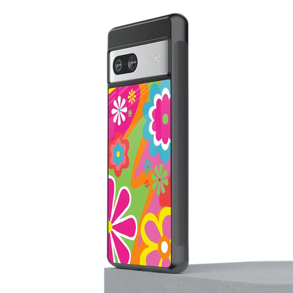 Floral Fusion stylish phone case for google pixel 7a | glossy glass and slim fit