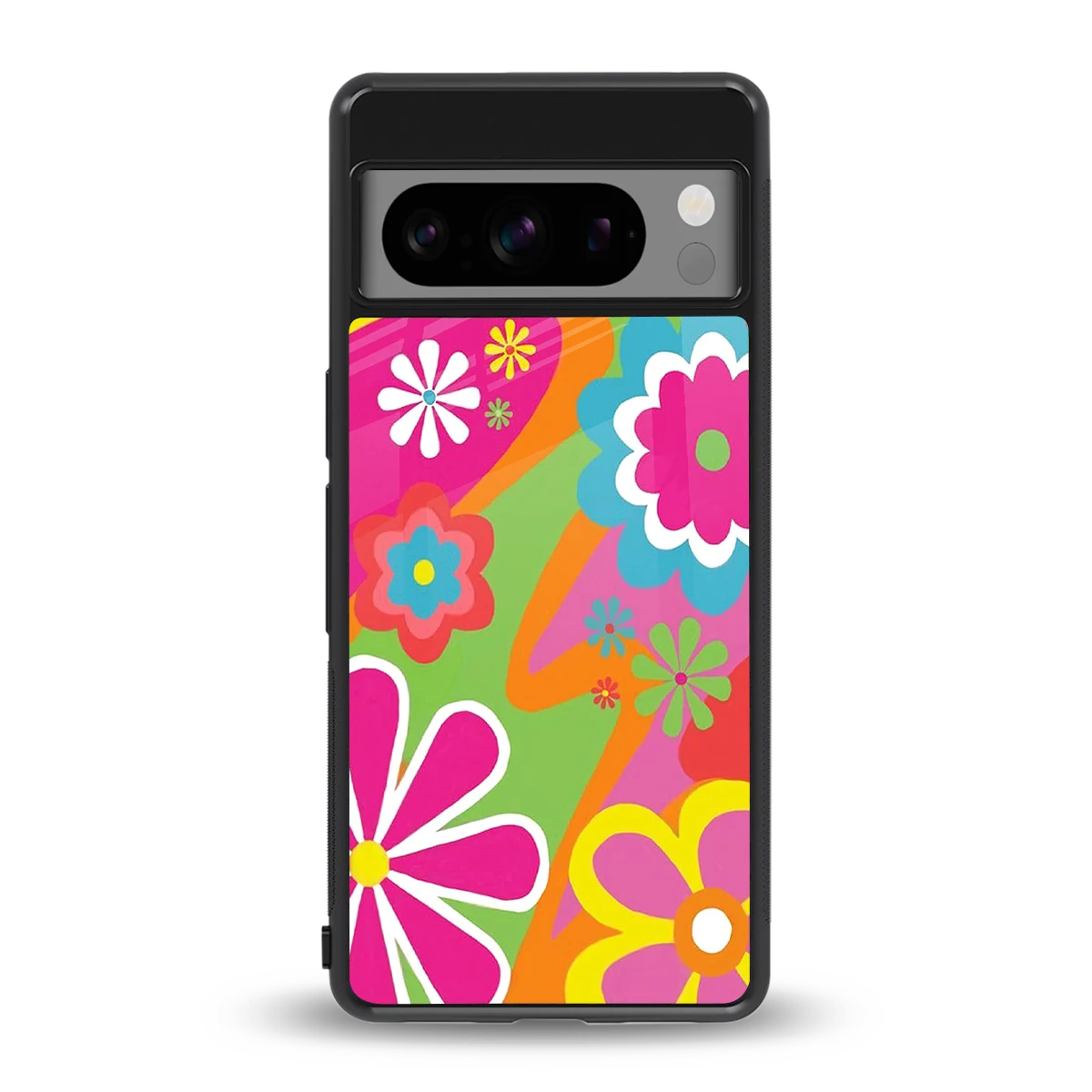 Floral Fusion back phone cover | glass case for google pixel 8 pro