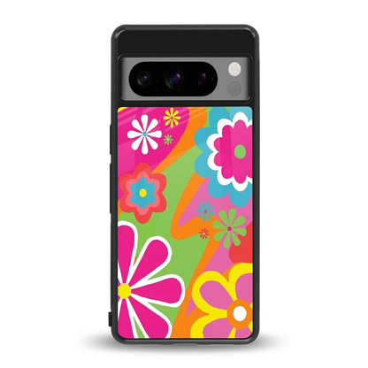 Floral Fusion back phone cover | glass case for google pixel 8 pro