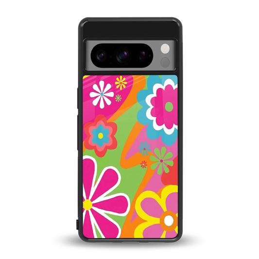 Floral Fusion back phone cover | glass case for google pixel 8 pro