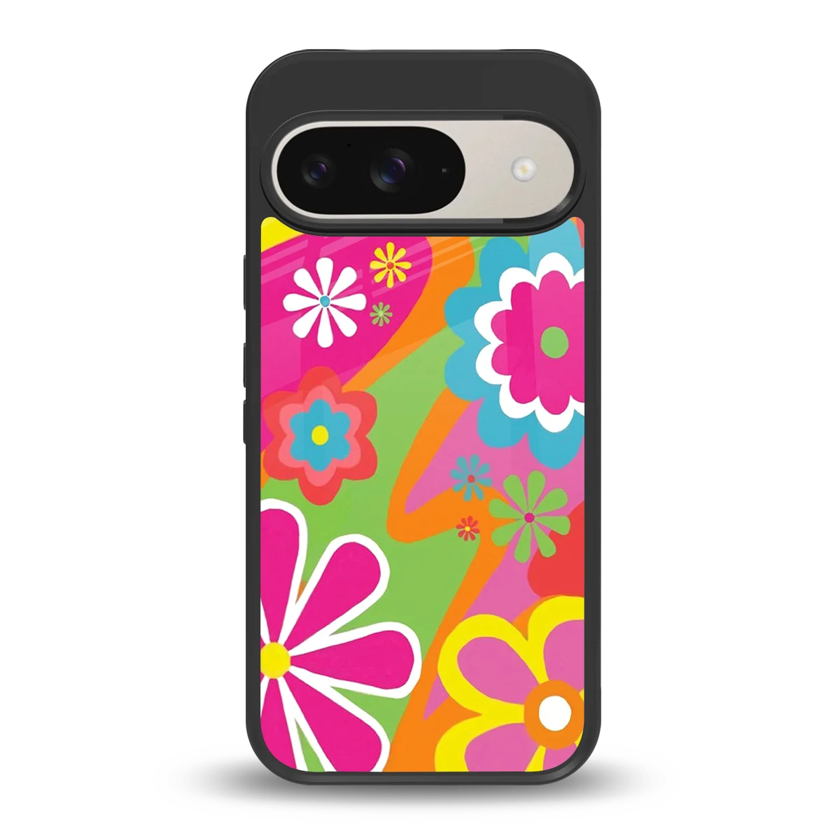 Floral Fusion back phone cover | glass case for google pixel 9