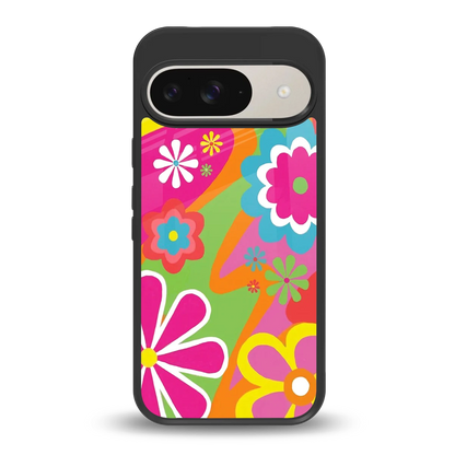 Floral Fusion back phone cover | glass case for google pixel 9