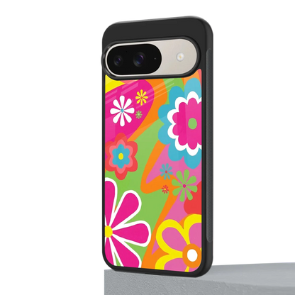 Floral Fusion google pixel 9 mobile cover | shockproof glass phone case