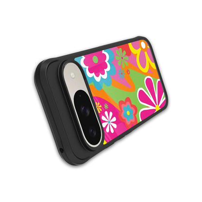 Floral Fusion stylish phone case for google pixel 9 | glossy glass and slim fit