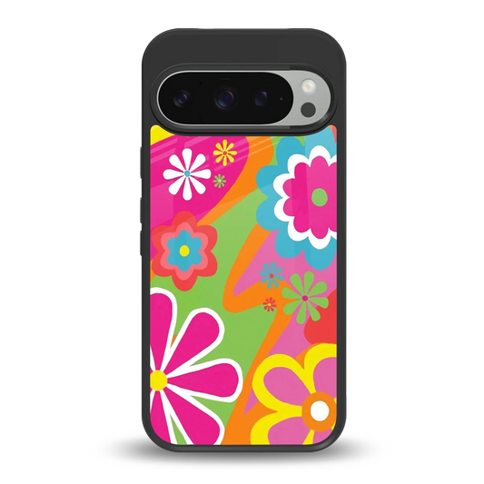 Floral Fusion back phone cover | glass case for google pixel 9 pro