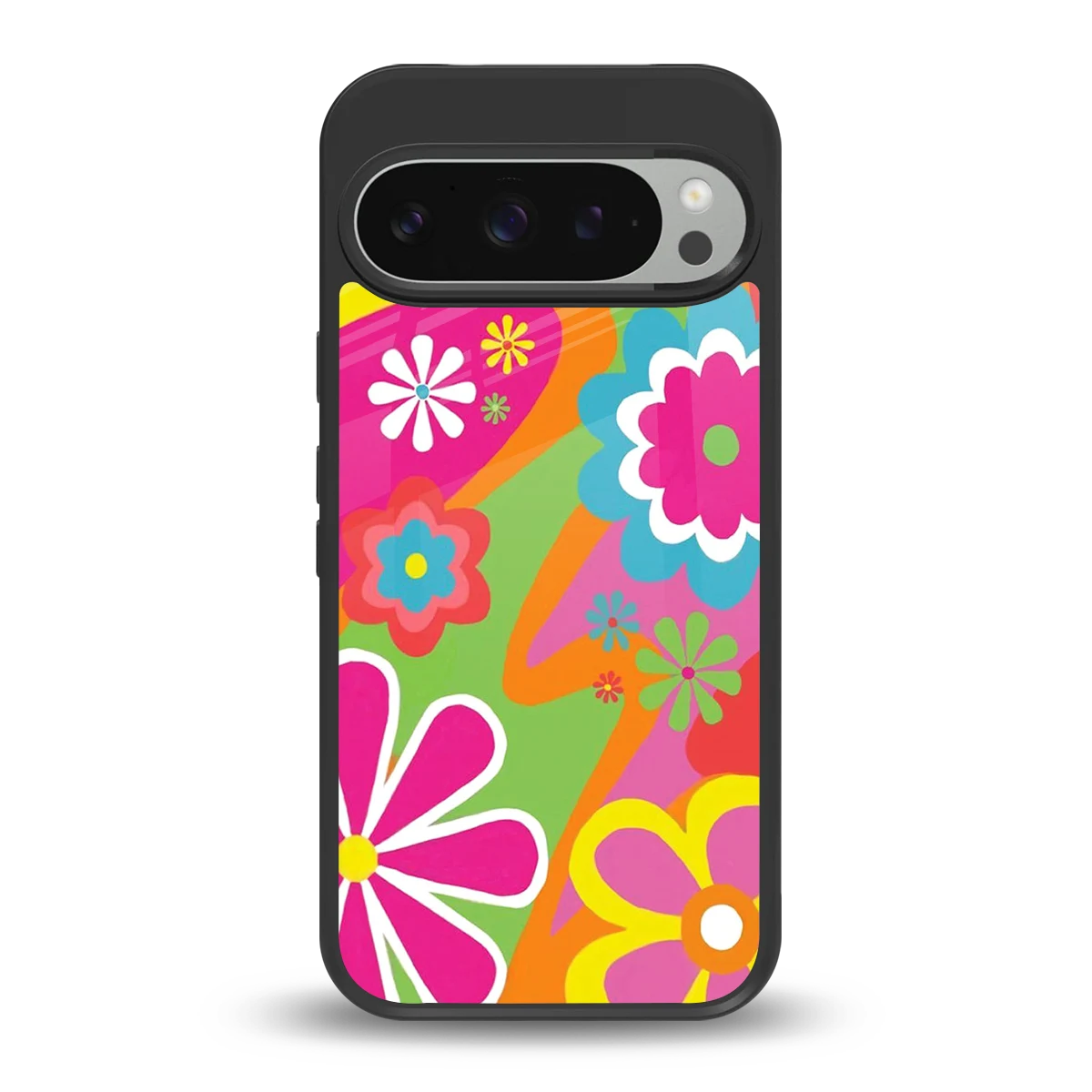 Floral Fusion back phone cover | glass case for google pixel 9 pro xl