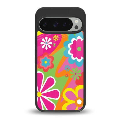 Floral Fusion back phone cover | glass case for google pixel 9 pro xl