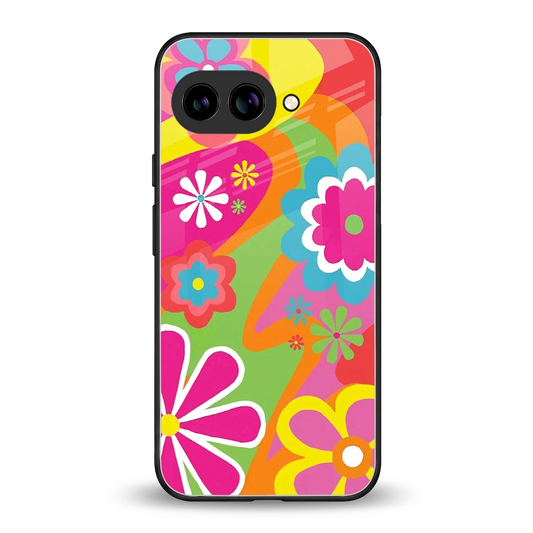 Floral Fusion back phone cover | glass case for google pixel 9a