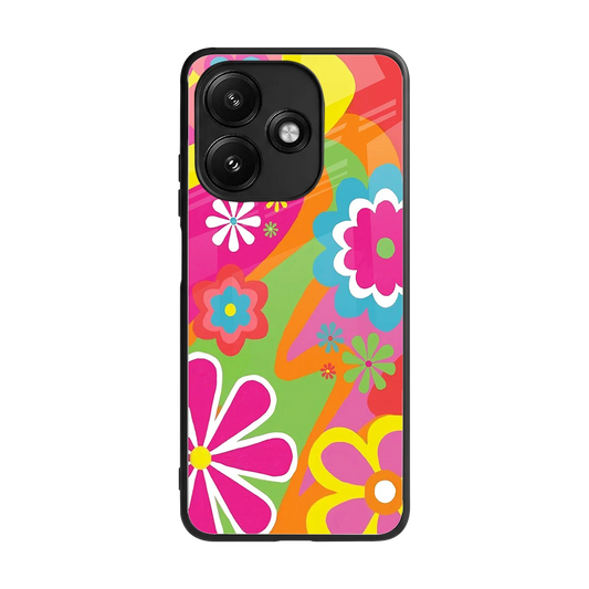 Floral Fusion back phone cover | glass case for redmi 12 5g