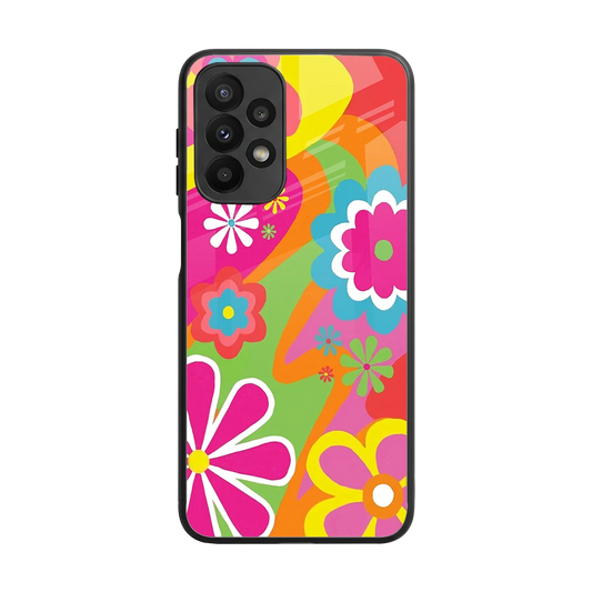 Floral Fusion back phone cover | glass case for samsung galaxy a23