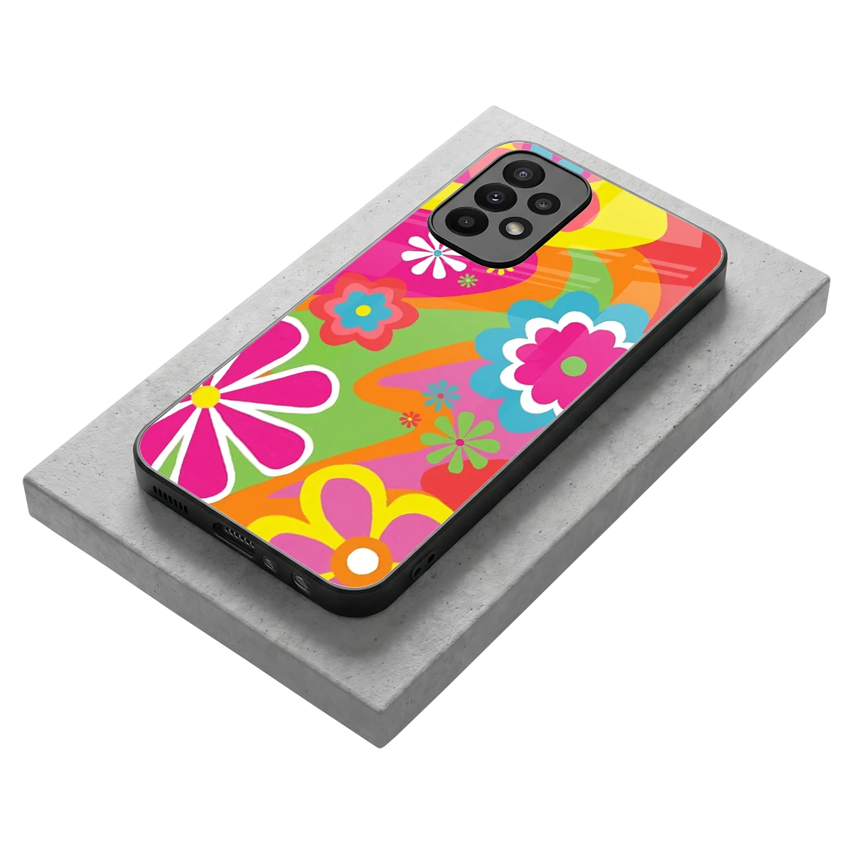 Floral Fusion stylish phone case for samsung galaxy a23 | glossy glass and slim fit