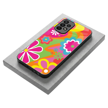 Floral Fusion stylish phone case for samsung galaxy a23 | glossy glass and slim fit