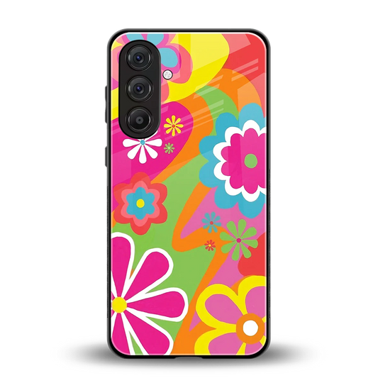 Floral Fusion back phone cover | glass case for samsung galaxy m36 5g