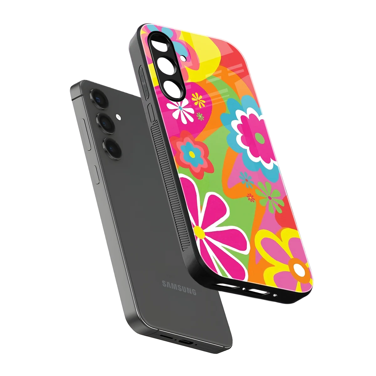 Floral Fusion sleek samsung galaxy a16 5g cover with tempered glass back and TPU edges