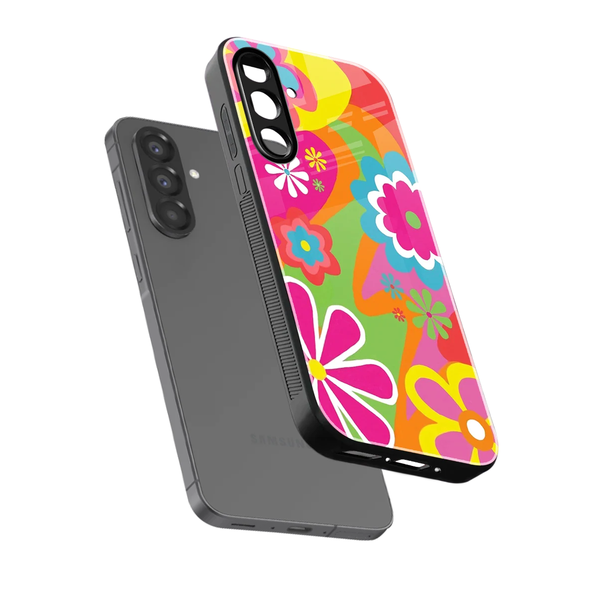 Floral Fusion sleek samsung galaxy a17 5g cover with tempered glass back and TPU edges