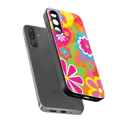 Floral Fusion sleek samsung galaxy m56 5g cover with tempered glass back and TPU edges