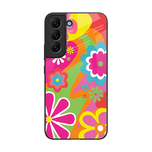 Floral Fusion back phone cover | glass case for samsung galaxy s22