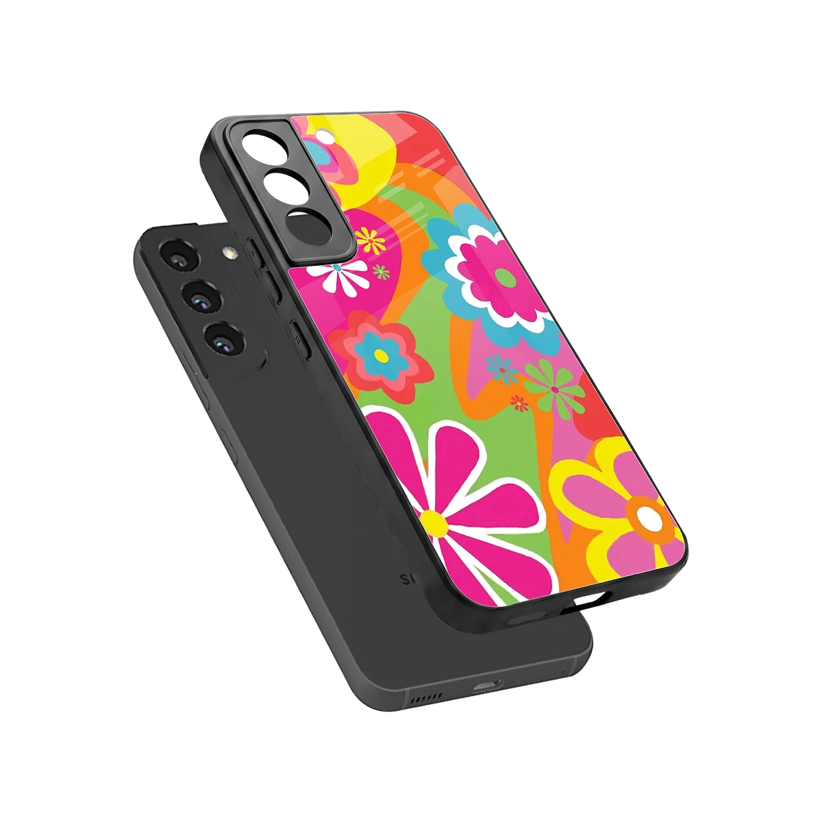 Floral Fusion sleek samsung galaxy s22 cover with tempered glass back and TPU edges