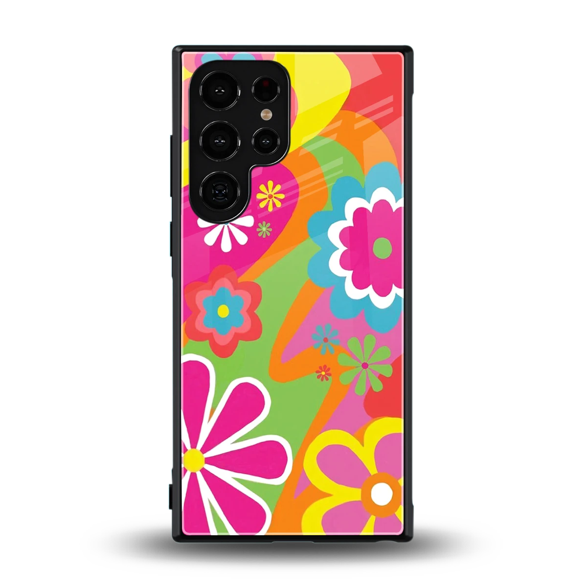 Floral Fusion back phone cover | glass case for samsung galaxy s23 ultra