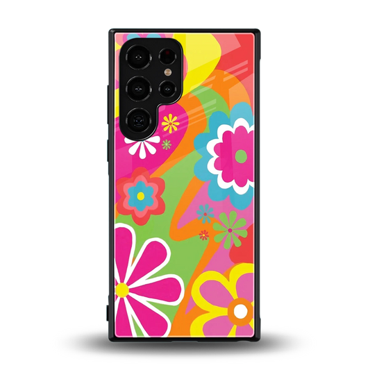 Floral Fusion back phone cover | glass case for samsung galaxy s24 ultra