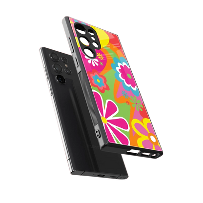 Floral Fusion sleek samsung galaxy s24 ultra cover with tempered glass back and TPU edges