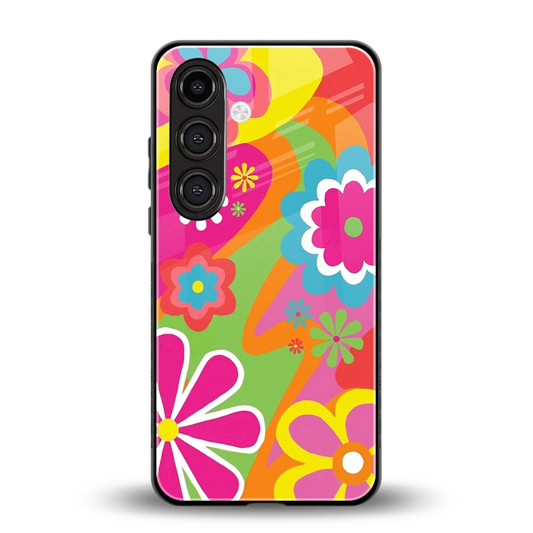 Floral Fusion back phone cover | glass case for samsung galaxy s24