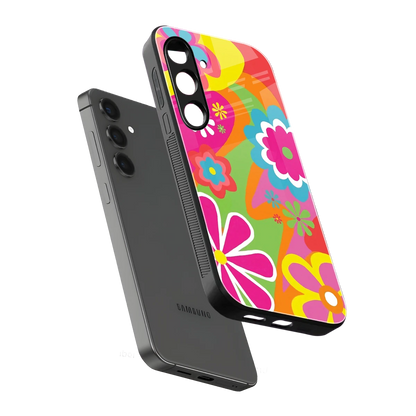 Floral Fusion sleek samsung galaxy s24 cover with tempered glass back and TPU edges