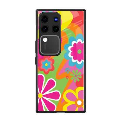 Floral Fusion back phone cover | glass case forvivo v30 pro