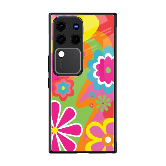 Floral Fusion back phone cover | glass case forvivo v30 pro