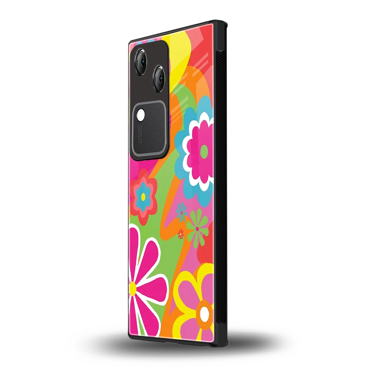 Floral Fusion vivo v30 mobile cover | shockproof glass phone case