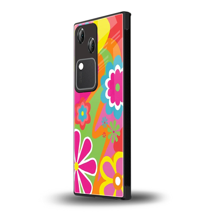 Floral Fusion vivo v30 mobile cover | shockproof glass phone case