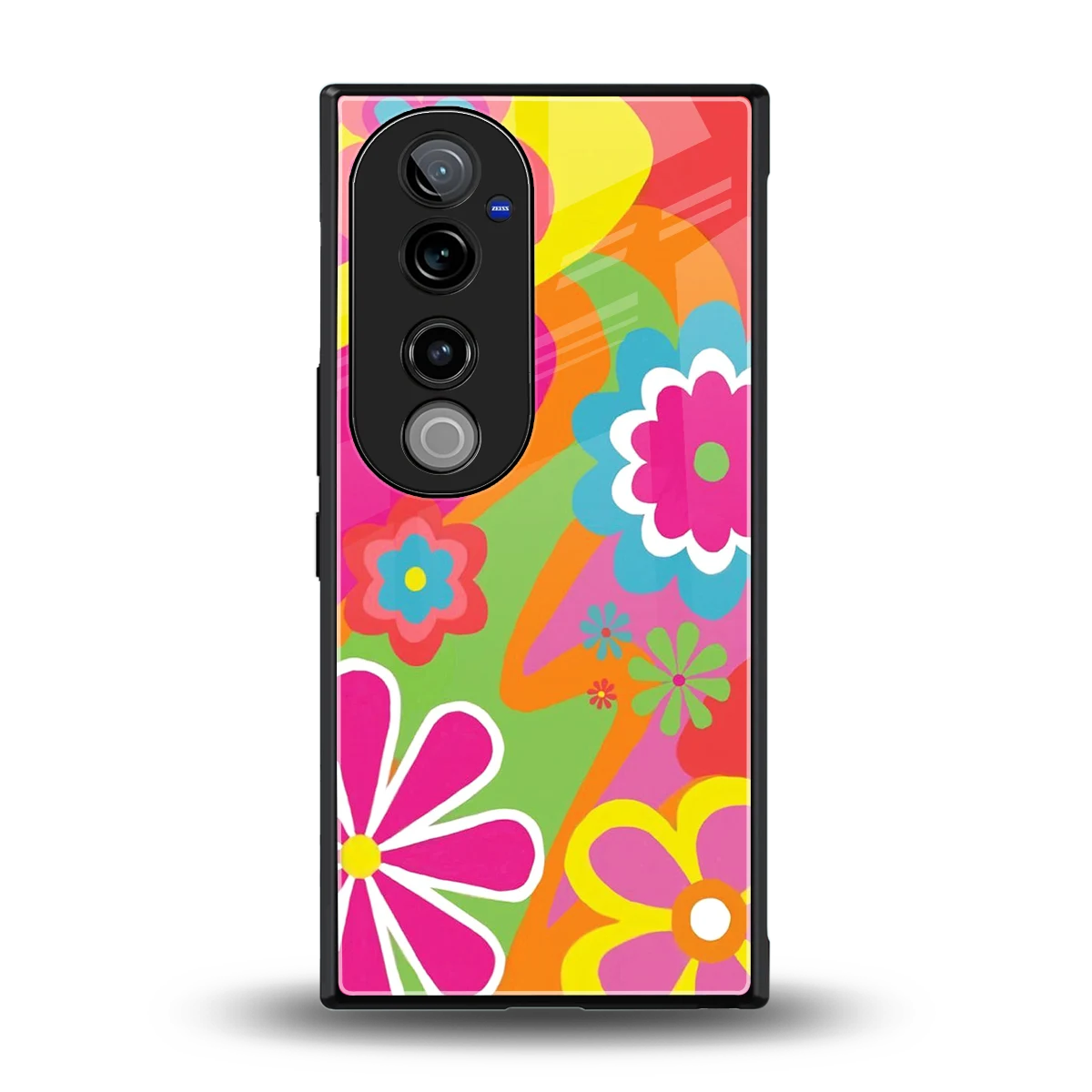 Floral Fusion back phone cover | glass case for vivo v40 pro