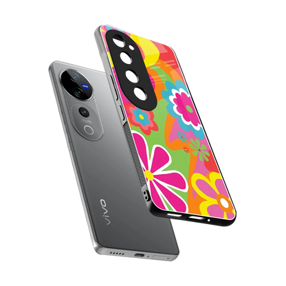 Floral Fusion sleek vivo v40 pro cover with tempered glass back and TPU edges