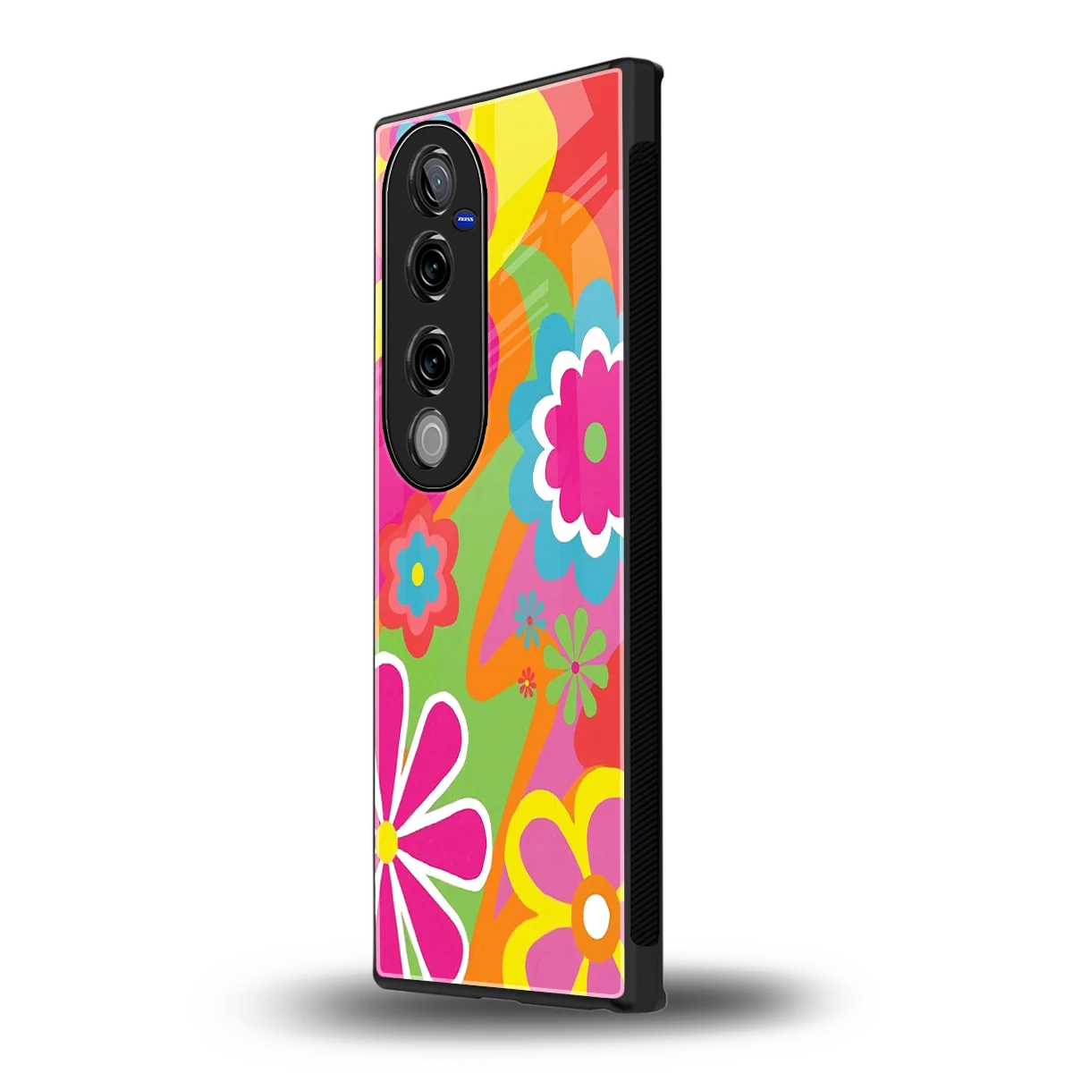 Floral Fusion vivo v40 pro mobile cover | shockproof glass phone case
