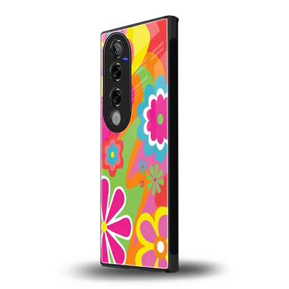 Floral Fusion vivo v40 pro mobile cover | shockproof glass phone case