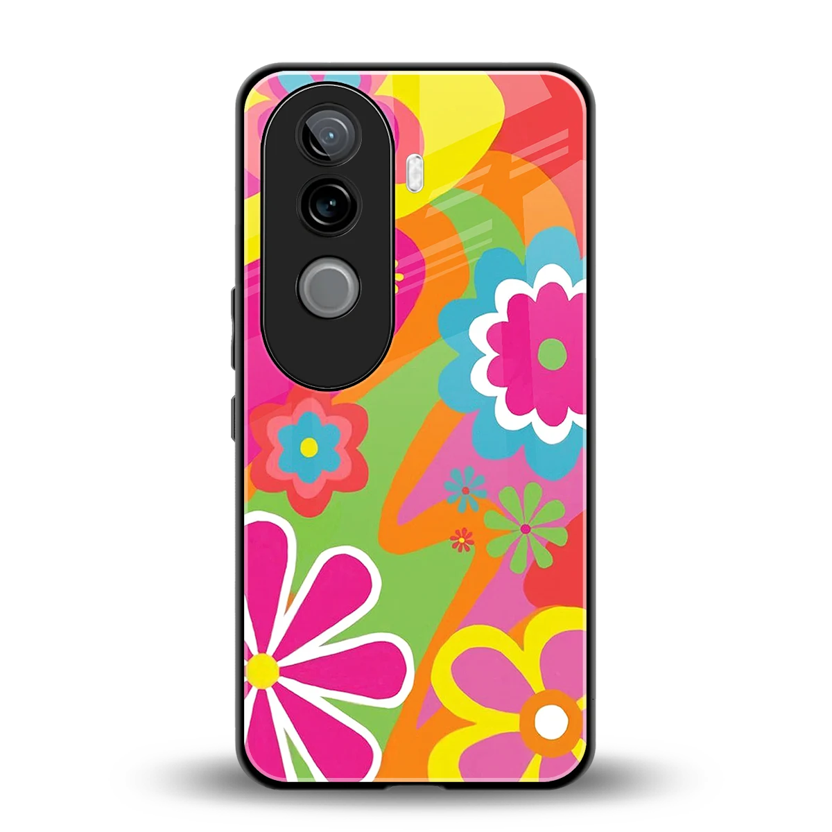 Floral Fusion back phone cover | glass case for vivo v40e